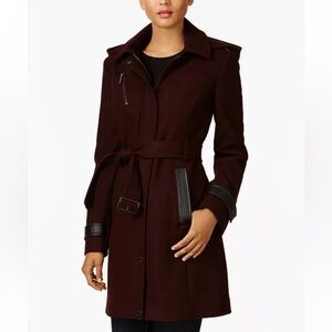 MICHAEL KORS Faux Leather Trim Coat XXS